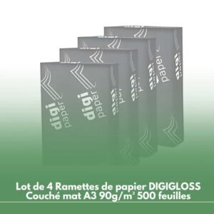 Lot de 4 Ramettes de papier DIGIGLOSS Couché mat A3 90g/m² 500 feuilles