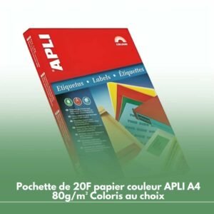 Pochette de 20F papier couleur APLI A4 80g/m² Coloris au choix