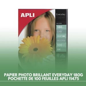 PAPIER PHOTO BRILLANT EVERYDAY 180G POCHETTE DE 100 FEUILLES APLI 11475