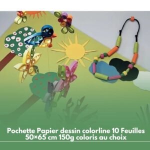 Pochette Papier dessin colorline 10 Feuilles 50×65 cm 150g coloris au choix
