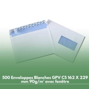 500 Enveloppes Blanches GPV C5 162 X 229 mm 90g/m² avec fenêtre