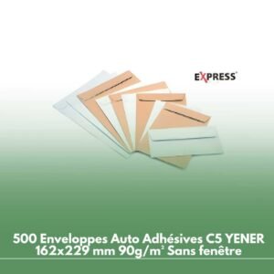 500 Enveloppes Auto Adhésives C5 YENER 162x229 mm 90g/m² Sans fenêtre