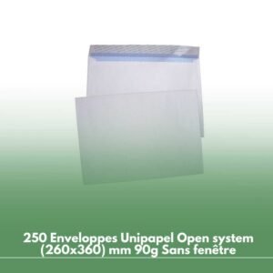 250 Enveloppes Unipapel Open system (260x360) mm 90g Sans fenêtre