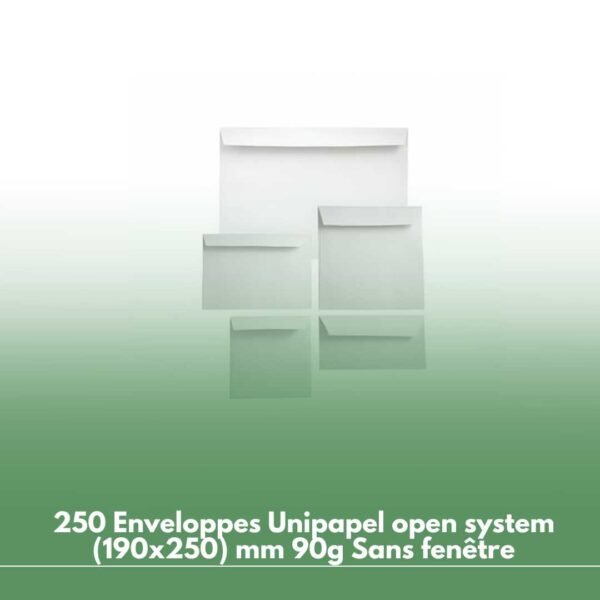 250 Enveloppes Unipapel open system (190x250) mm 90g Sans fenêtre