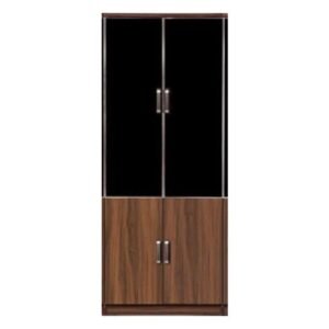 Meuble haut GALILLEE avec 2+2 portes vitrées wengé 80x40x200 cm