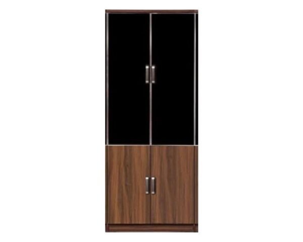 Meuble haut GALILLEE avec 2+2 portes vitrées wengé 80x40x200 cm