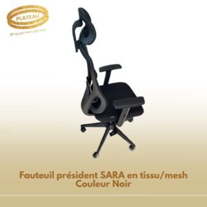 Fauteuil président SARA en tissu/mesh Couleur Noir