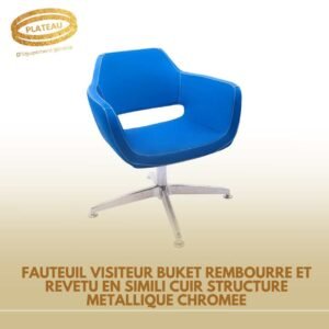 FAUTEUIL VISITEUR BUKET REMBOURRE ET REVETU EN SIMILI CUIR STRUCTURE METALLIQUE CHROMEE