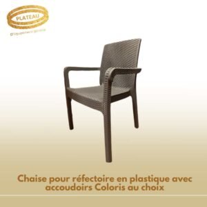 Chaise pour réfectoire en plastique avec accoudoirs Coloris au choix