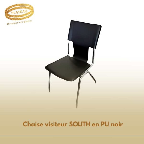 Chaise visiteur SOUTH en PU noir