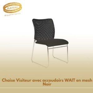 Chaise Visiteur avec accoudoirs WAIT en mesh Noir