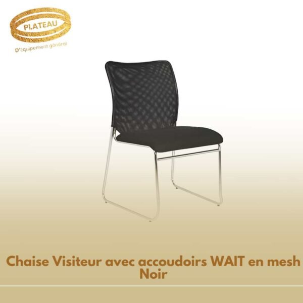 Chaise Visiteur avec accoudoirs WAIT en mesh Noir