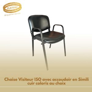 Chaise Visiteur ISO avec accoudoir en Simili cuir coloris au choix