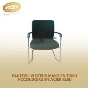 FAUTEUIL VISITEUR MAKS EN TISSU ACCOUDOIRS EN ACIER BLEU