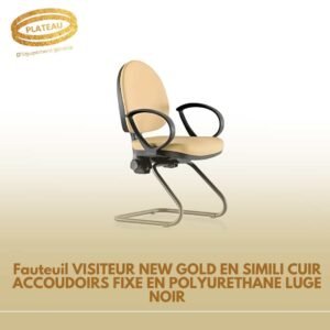 Fauteuil VISITEUR NEW GOLD EN SIMILI CUIR ACCOUDOIRS FIXE EN POLYURETHANE LUGE NOIR