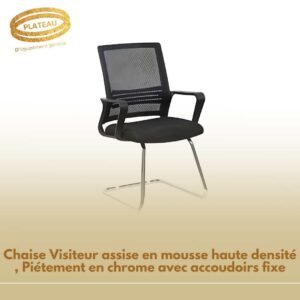 Chaise Visiteur assise en mousse haute densité , Piétement en chrome avec accoudoirs fixe
