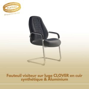 Fauteuil visiteur sur luge CLOVER en cuir synthétique & Aluminium