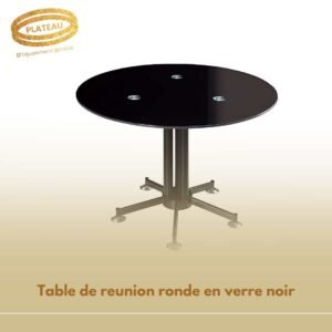 Table de reunion ronde en verre noir