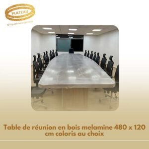 Table de réunion en bois melamine 480 x 120 cm coloris au choix