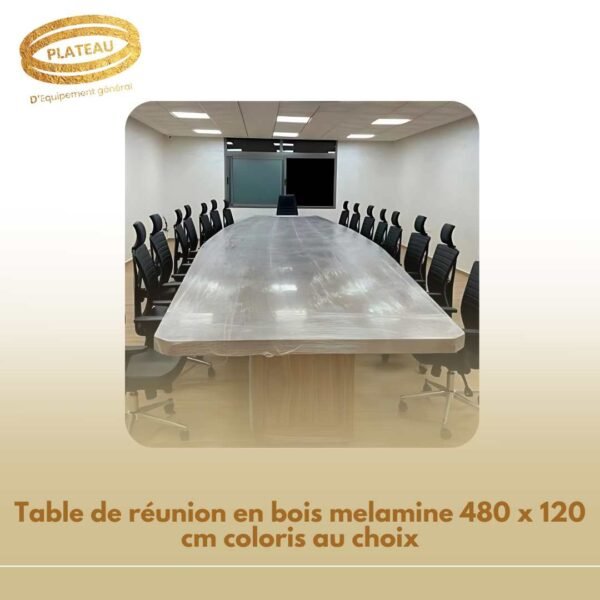 Table de réunion en bois melamine 480 x 120 cm coloris au choix