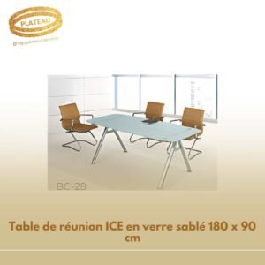 Table de réunion ICE en verre sablé 180 x 90 cm