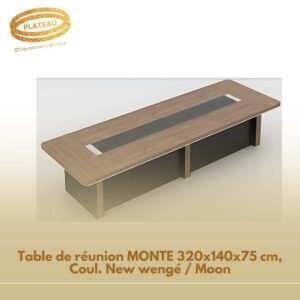 Table de réunion MONTE 320x140x75 cm, Coul. New wengé / Moon