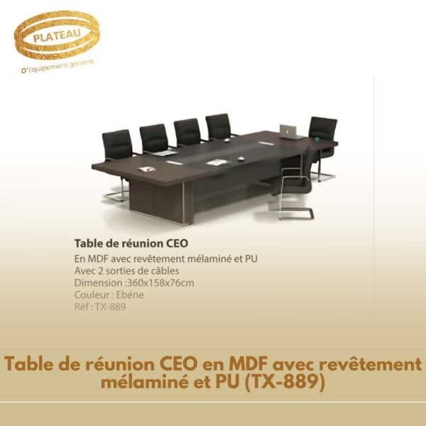 Table de réunion CEO en MDF avec revêtement mélaminé et PU (TX-889)