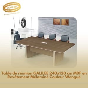 Table de réunion GALILEE 240x120 cm MDF en Revêtement Mélaminé Couleur Wengué