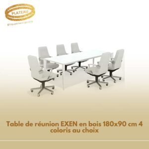 Table de réunion EXEN en bois 180x90 cm 4 coloris au choix