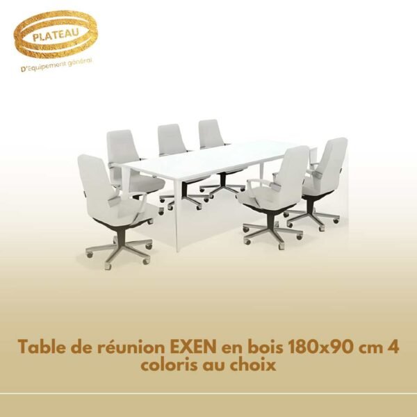 Table de réunion EXEN en bois 180x90 cm 4 coloris au choix