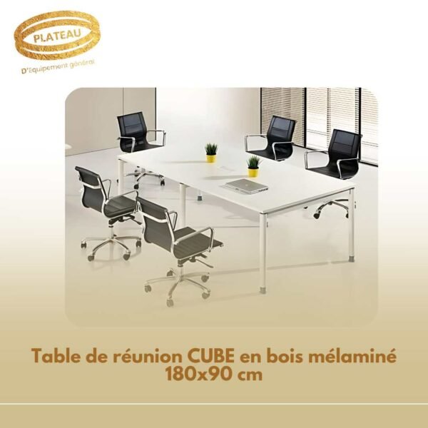 Table de réunion CUBE en bois mélaminé 180x90 cm