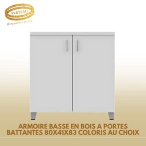 ARMOIRE BASSE EN BOIS A PORTES BATTANTES 80X41X83 COLORIS AU CHOIX