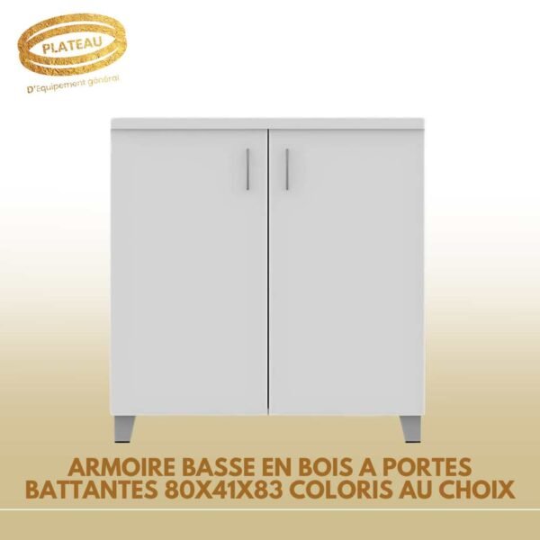 ARMOIRE BASSE EN BOIS A PORTES BATTANTES 80X41X83 COLORIS AU CHOIX