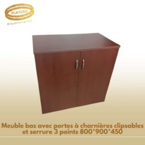 Meuble bas avec portes à charnières clipsables et serrure 3 points 800*900*450