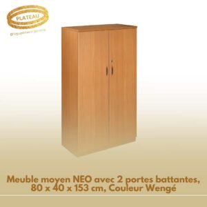 Meuble moyen NEO avec 2 portes battantes, 80 x 40 x 153 cm, Couleur Wengé