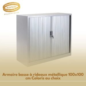 Armoire basse à rideaux métallique 100x100 cm Coloris au choix