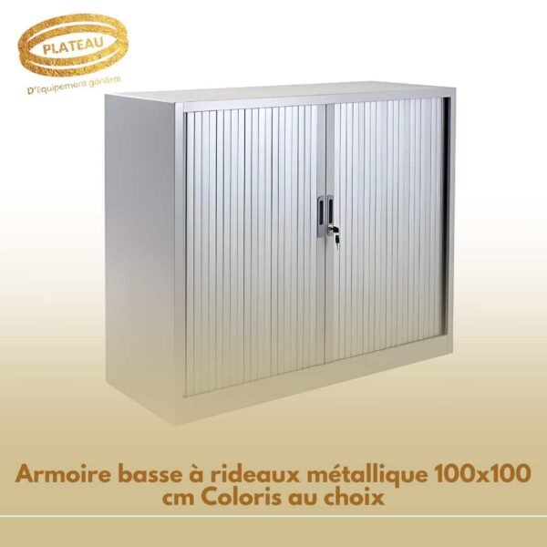 Armoire basse à rideaux métallique 100x100 cm Coloris au choix