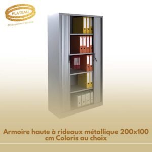 Armoire haute à rideaux métallique 200x100 cm Coloris au choix