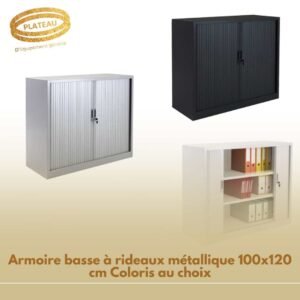 Armoire basse à rideaux métallique 100x120 cm Coloris au choix