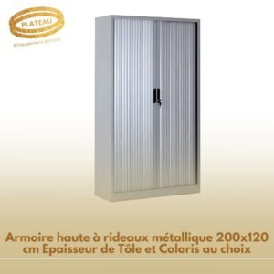 Armoire haute à rideaux métallique 200x120 cm Epaisseur de Tôle et Coloris au choix