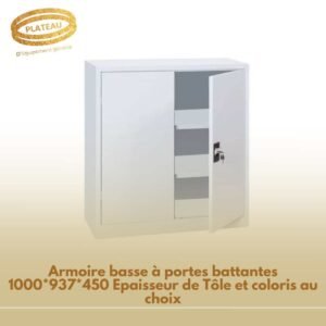 Armoire basse à portes battantes 1000*937*450 Epaisseur de Tôle et coloris au choix