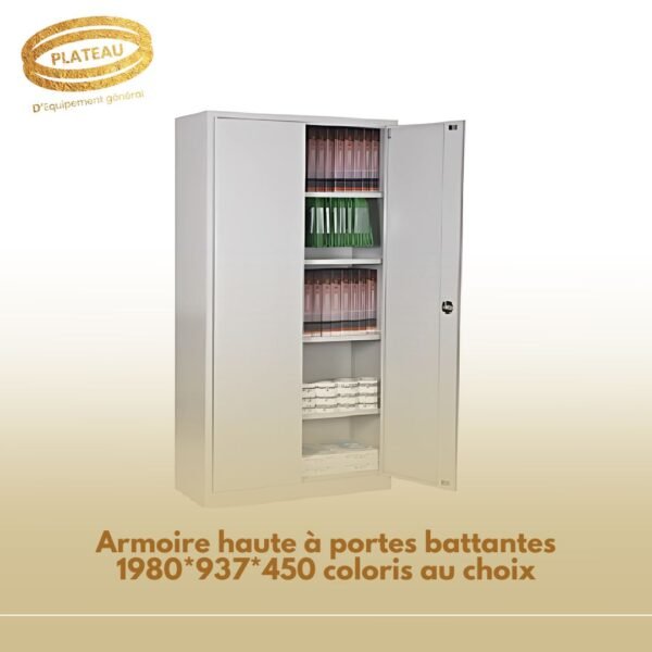 Armoire haute à portes battantes 1980*937*450 coloris au choix