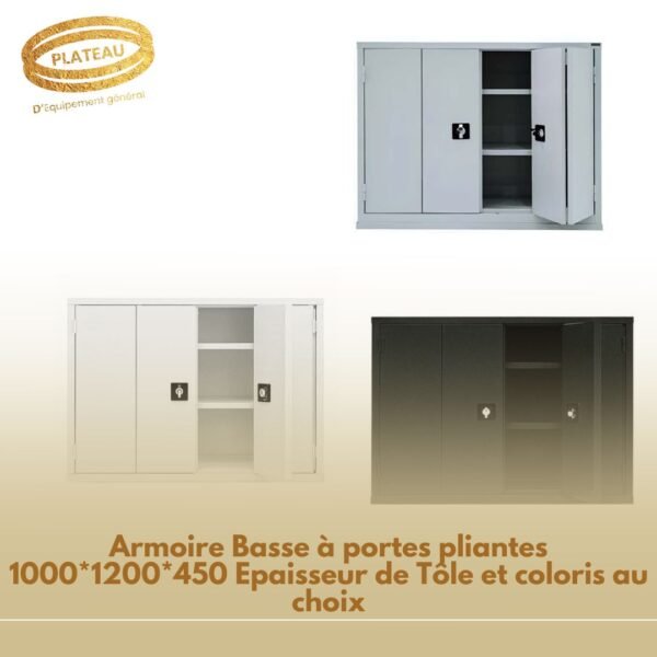 Armoire Basse à portes pliantes 1000*1200*450 Epaisseur de Tôle et coloris au choix