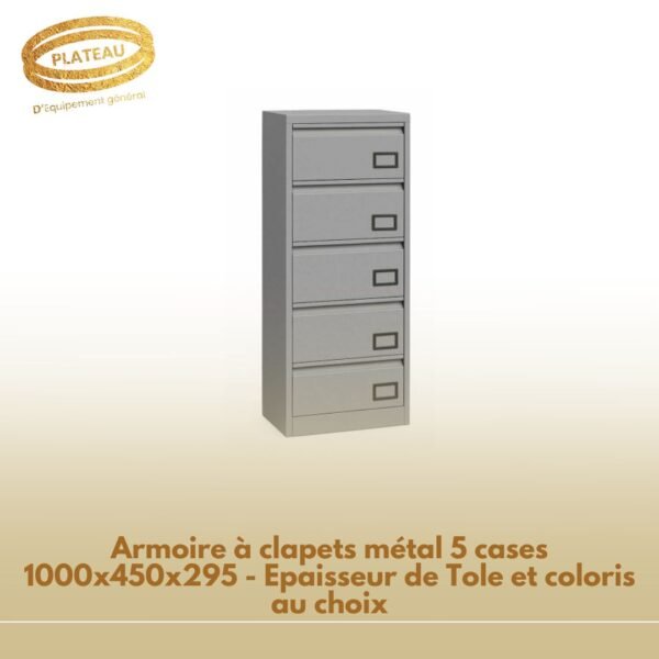 Armoire à clapets métal 5 cases 1000x450x295 - Epaisseur de Tole et coloris au choix