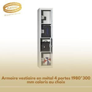 Armoire vestiaire en métal 4 portes 1980*300 mm coloris au choix