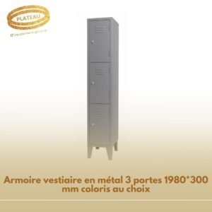 Armoire vestiaire en métal 3 portes 1980*300 mm coloris au choix