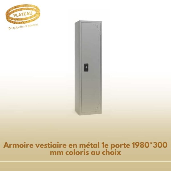 Armoire vestiaire en métal 1e porte 1980*300 mm coloris au choix