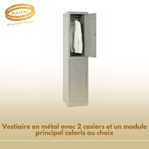 Vestiaire en métal avec 2 casiers et un module principal coloris au choix