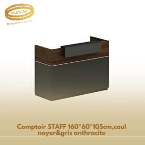 Comptoir STAFF 160*60*105cm,coul noyer&gris anthracite