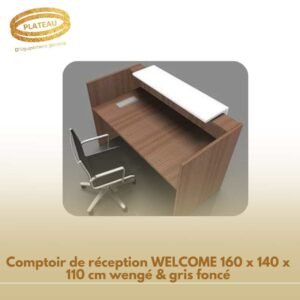 Comptoir de réception WELCOME 160 x 140 x 110 cm wengé & gris foncé